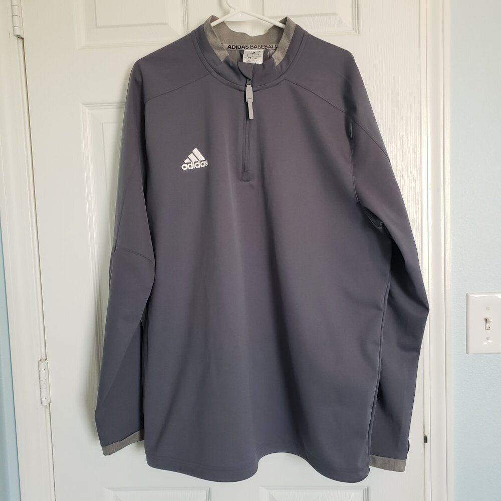 Adidas Baseball 1/4 Zip Long Sleeve Pullover Jacket Mens L Wind Water Resistant